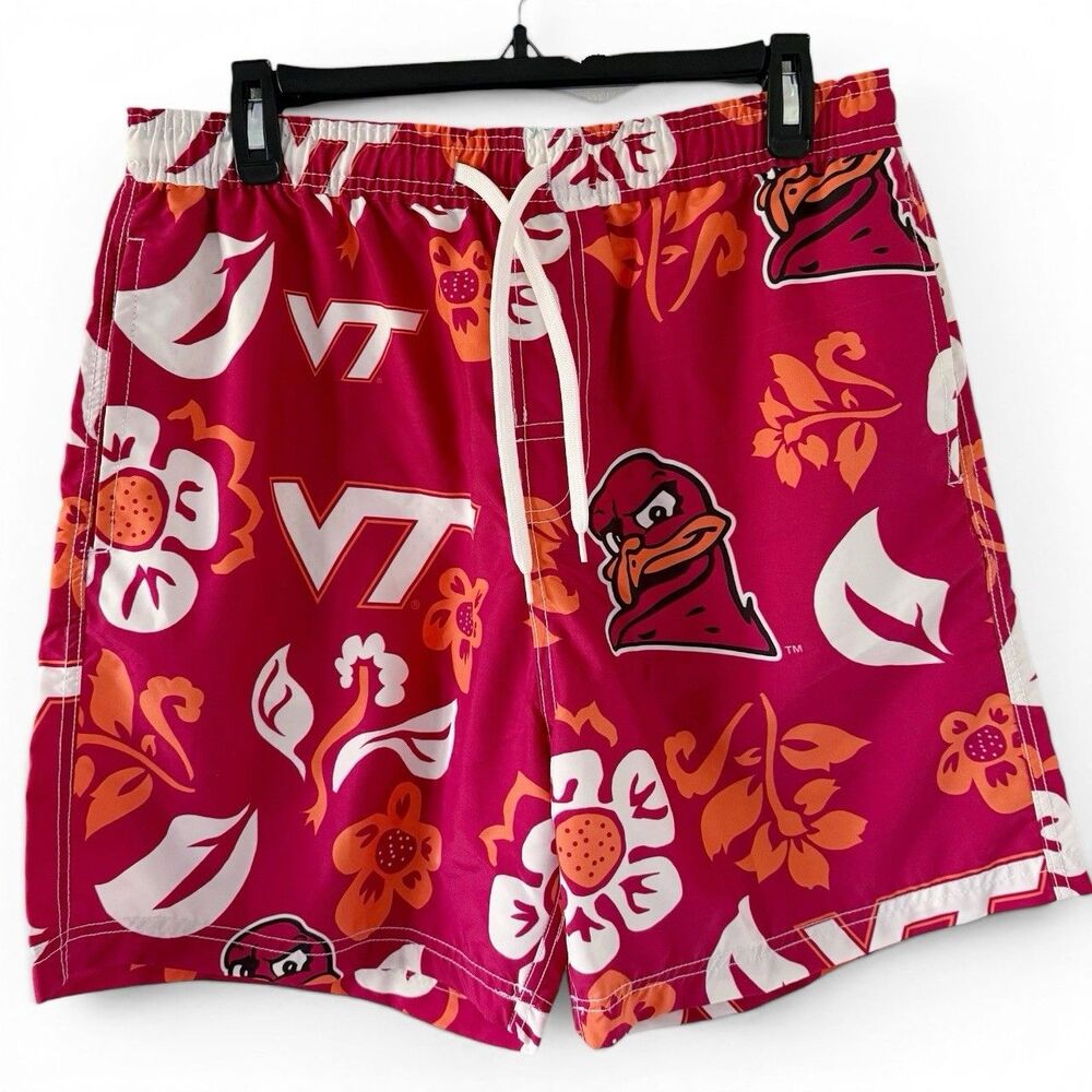 NEW Wes & Willy Virginia Tech VT Hokies Floral Swim Trunks Shorts Size XXL 2XL